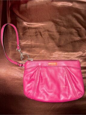 Coach Hot Pink Leather Wristlet